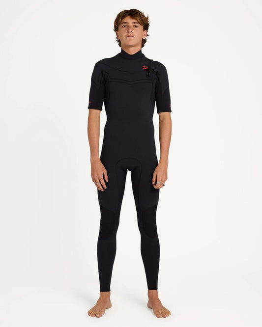 Image of Wetsuits. Product name - Billabong Mens 2/2 Absolute Ultra Chest Zip Wetsuit Black in Black colour by brand - Billabong
