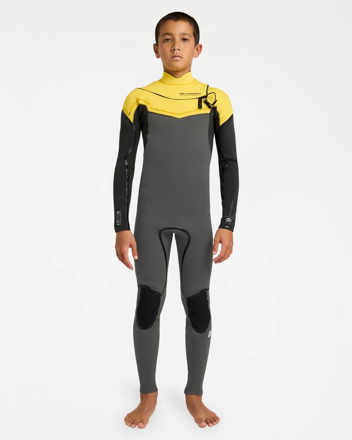 Image of Wetsuits. Product name - Billabong Boys 6-16 3/2 Absolute Ultra Chest Zip Wetsuit Orange in Orange colour by brand - Billabong