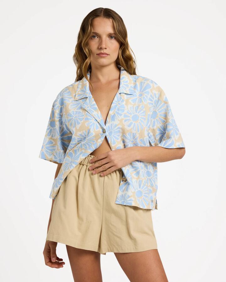 Image of Shirts. Product name - Roxy Womens Daisy Haze Short Sleeve Shirt Windsurfer in Windsurfer colour by brand - Roxy
