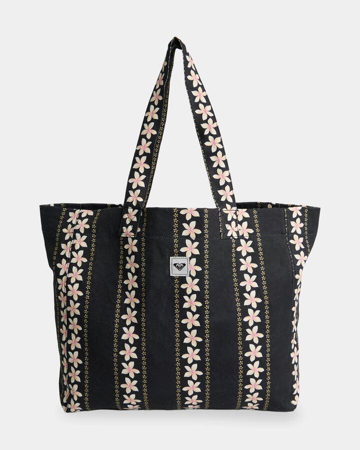 Image of Bags. Product name - Roxy Womens Anti Bad Vibes Tote Bag Anthibiscusrealstripesspaced S in Anthibiscusrealstripesspaced S colour by brand - Roxy