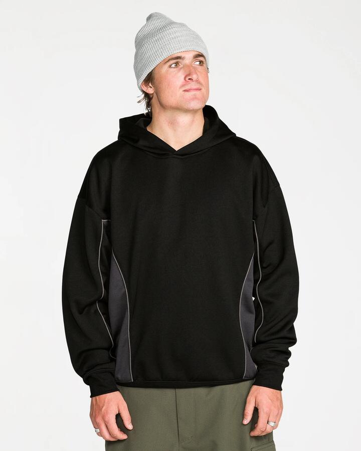 Image of a model wearing Outerwear. Product name - Volcom Mens Vital Hydro Pullover Black in Black colour by brand - Volcom