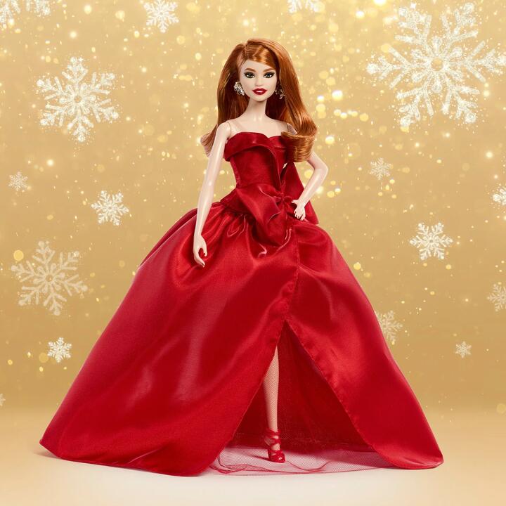Image of Dolls. Product name - Barbie Signature 2026 Holiday Barbie Doll 5 in colour by brand - Barbie Signature