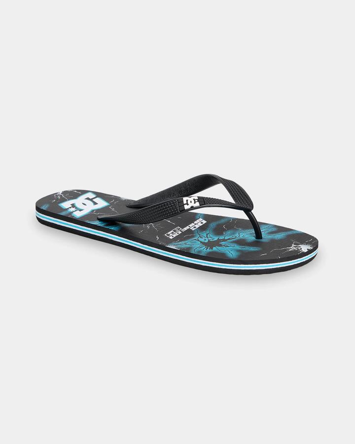 Image of Sandals. Product name - DC Shoes Mens Spray Graffik Thongs Black/White/Blue in Black/White/Blue colour by brand - DC Shoes