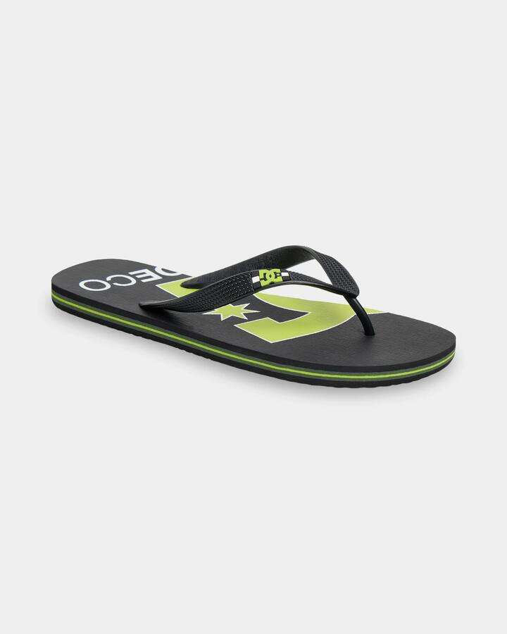 Image of Sandals. Product name - DC Shoes Mens Spray Graffik Thongs Black/White/Lime in Black/White/Lime colour by brand - DC Shoes