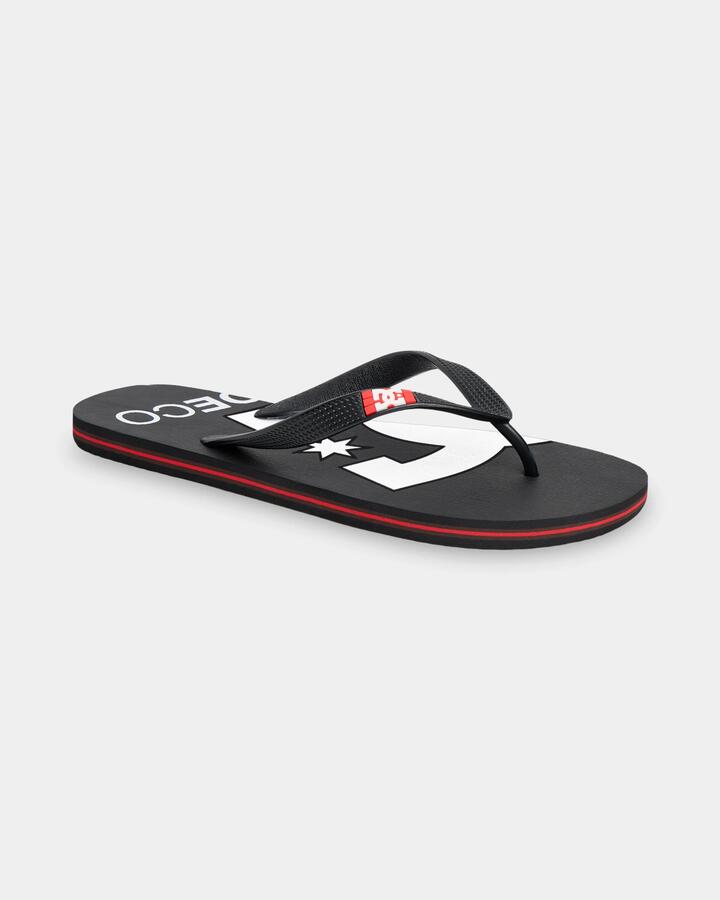 Image of Sandals. Product name - DC Shoes Mens Spray Graffik Thongs Black/White/Red in Black/White/Red colour by brand - DC Shoes