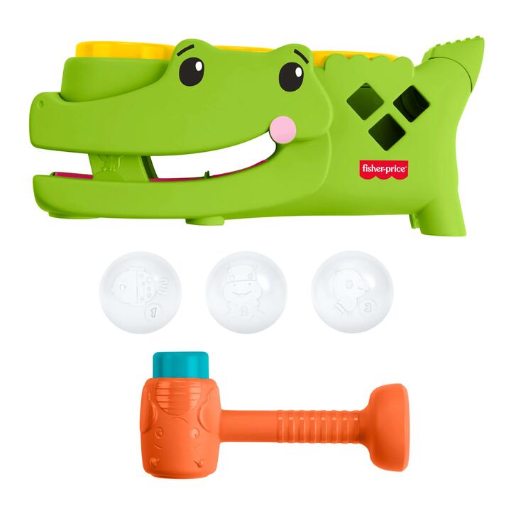 Image of Baby Toys & Activity Equipment. Product name - Fisher-Price Sit & Tap Rolligator, Pounding Activity Toy for Baby Crawling Play, 3 Balls & Hammer in colour by brand - Fisher-Price