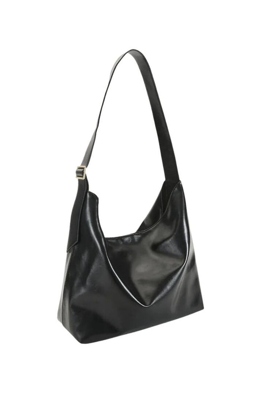 Image of Bags. Product name - Sisa Black Shine Slouch Shoulder Bag in Black colour by brand - Billini