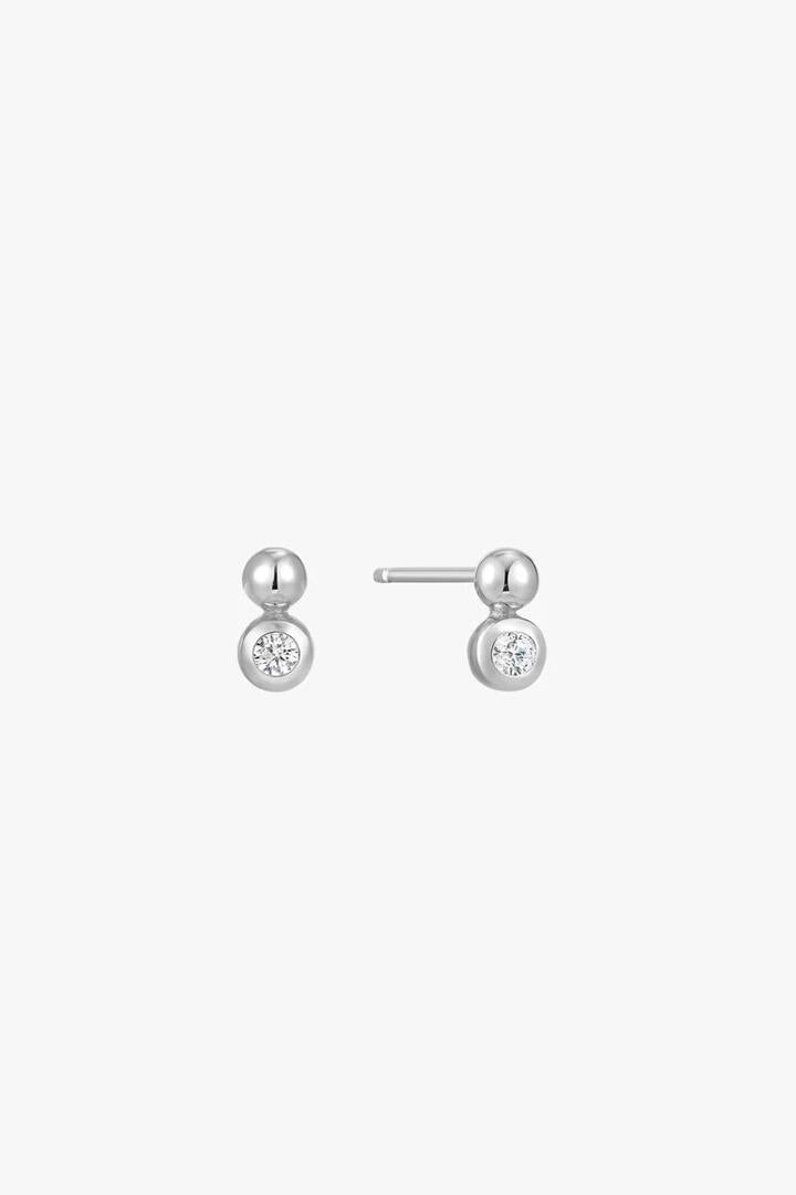 Image of Jewelry. Product name - Orb Sparkle Silver EOL Stud Earrings in Silver colour by brand - Ania Haie