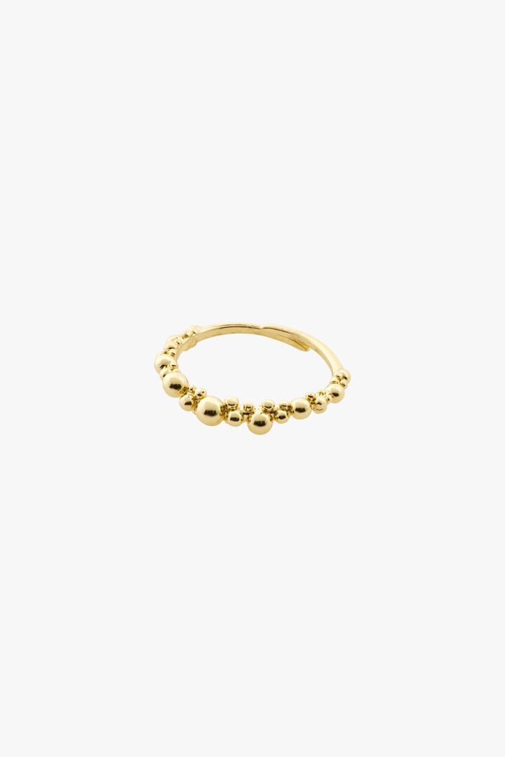 Image of Jewelry. Product name - Solidarity Recycled Bubbles Adjustable EOL Ring Gold in Gold colour by brand - Pilgrim