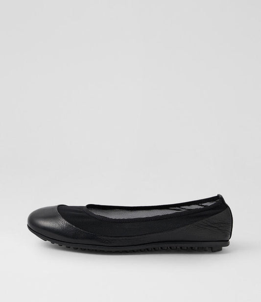 Image of Flats. Product name - Barry Black Mesh Ballet Flats in Black colour by brand - MIDAS