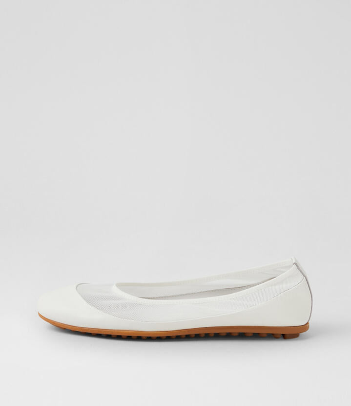 Image of Flats. Product name - Barry White Mesh Ballet Flats in White colour by brand - MIDAS
