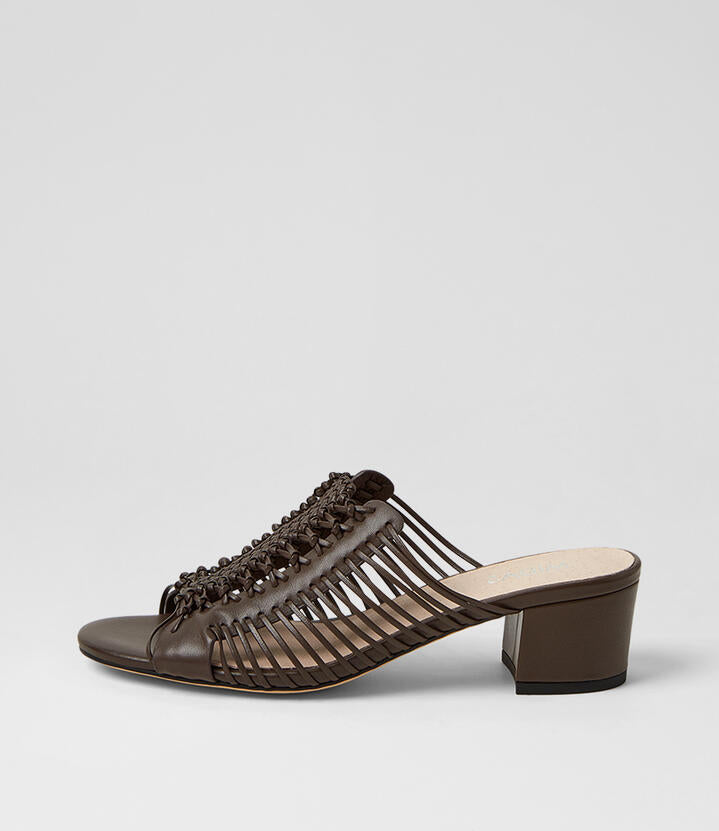 Image of Sandals. Product name - Desona Choc Leather Sandals in Choc colour by brand - MIDAS