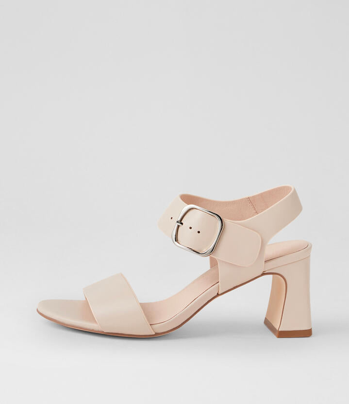 Image of Sandals. Product name - Bron Nude Leather Sandals in Nude colour by brand - MIDAS