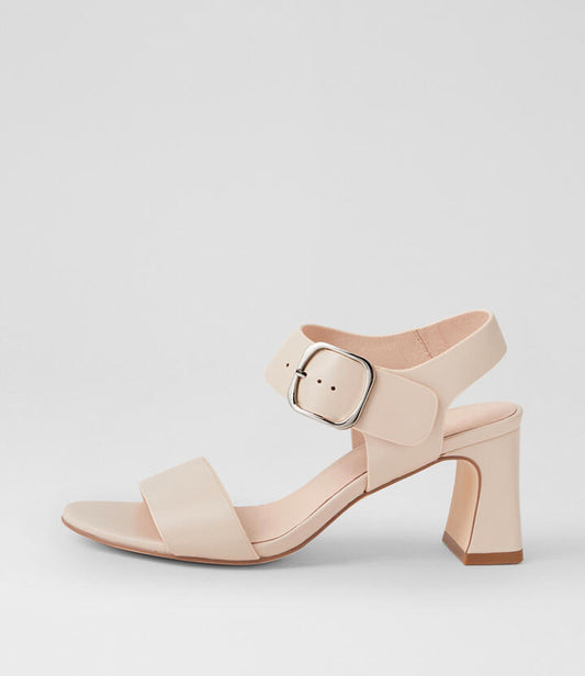 Image of Sandals. Product name - Bron Nude Leather Sandals in Nude colour by brand - MIDAS