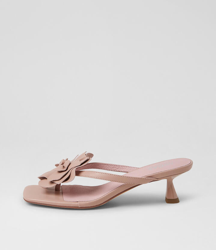 Image of Sandals. Product name - Kika Blush Leather Sandals in Blush colour by brand - MIDAS