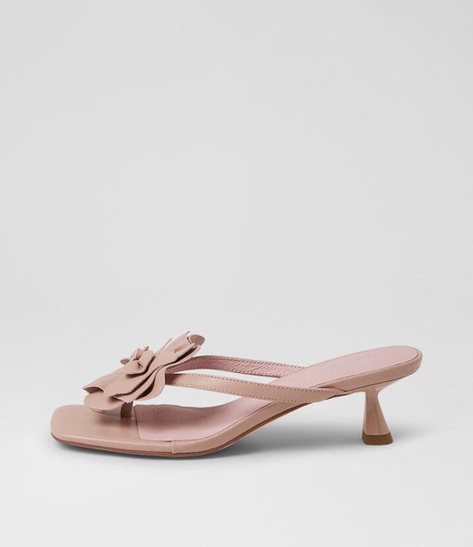 Image of Sandals. Product name - Kika Blush Leather Sandals in Blush colour by brand - MIDAS