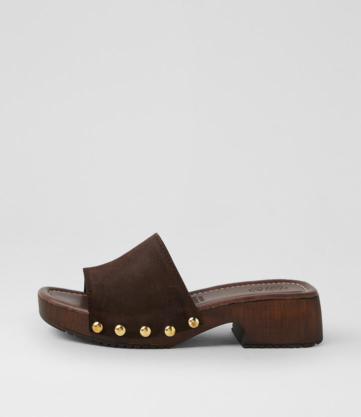 Image of Sandals. Product name - Chill Dark Brown Suede Sandals in Dk Brown colour by brand - MIDAS