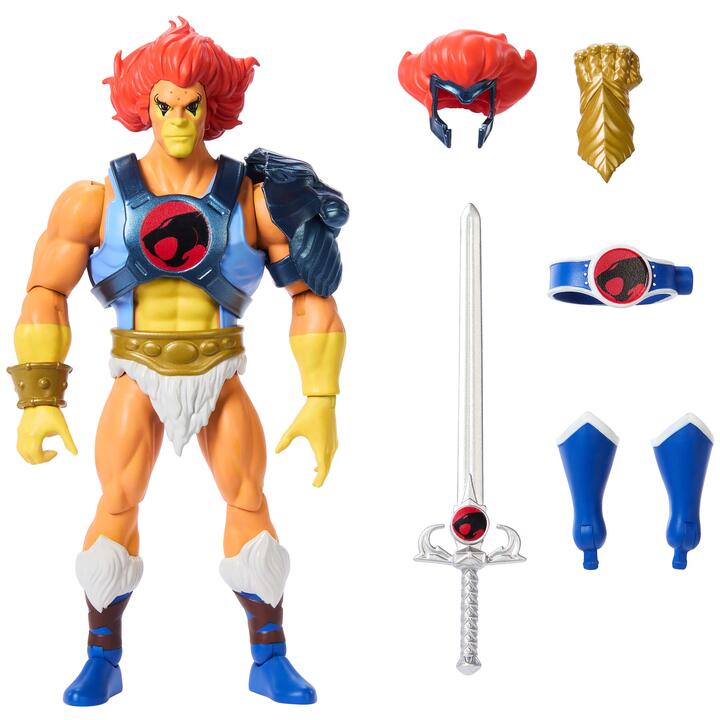 Image of Action Figures. Product name - Masters of the Universe x ThunderCats Lion-O Action Figure in colour by brand - Masters of The Universe