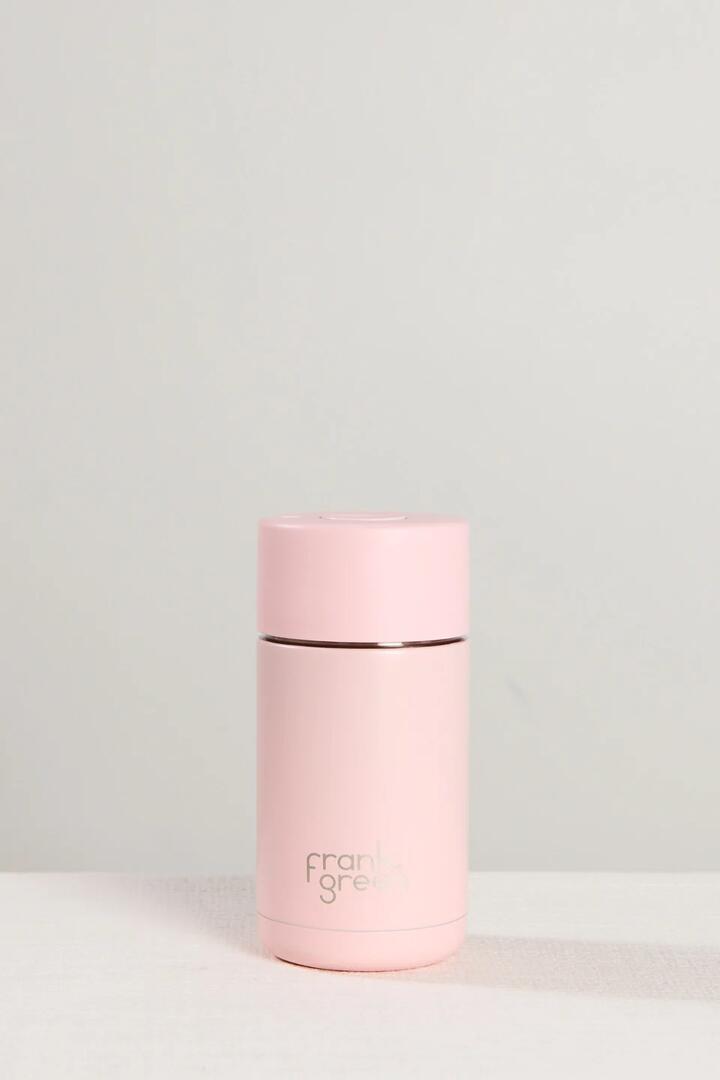 Image of Kitchen & Dining. Product name - Stainless Steel with Push Button Lid Blushed 12oz Ceramic Cup in Blushed colour by brand - Frank Green