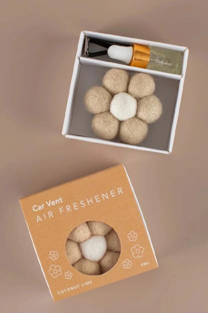 Image of Perfumes & Colognes. Product name - Felt Hanging Taupe Daisy Air Freshener in Taupe colour by brand - Store 17