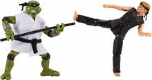 Image of Action Figures. Product name - TMNT VS Cobra Kai 2-Pack 6" Figure Donnie Vs Johnny Lawrence in colour by brand - TMNT