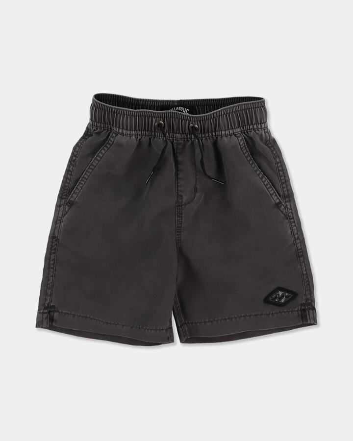 Image of a model wearing Shorts. Product name - Billabong Boys 2-7 All Day Overdyed Layback Volley Shorts Washed Black in Washed Black colour by brand - Billabong