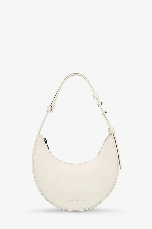 Image of Bags. Product name - Kind of Magic Chalk Crescent Shoulder Bag in Chalk colour by brand - Status Anxiety