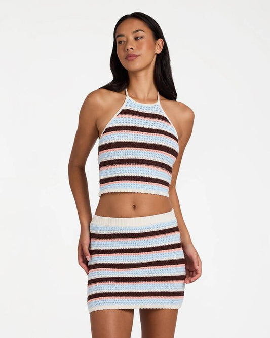 Image of a model wearing Tops. Product name - Surf Dive 'n Ski Womens Beach Crush Tank Top Salt Crystal in Salt Crystal colour by brand - Surf Dive 'n Ski