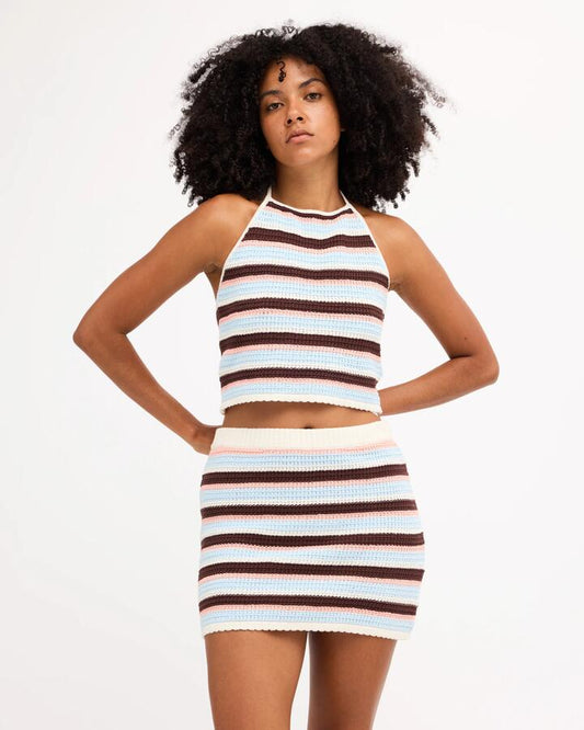 Image of a model wearing Skirts. Product name - Surf Dive 'n Ski Womens Beach Crush Mini Skirt Multi in Multi colour by brand - Surf Dive 'n Ski