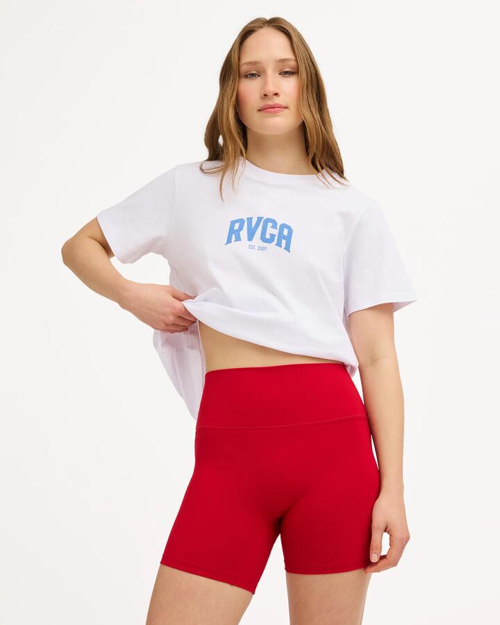 Image of Accessories. Product name - Surf Dive 'n Ski Womens Rvca 5â Bikeshorts Scarlet in Scarlet colour by brand - Surf Dive 'n Ski