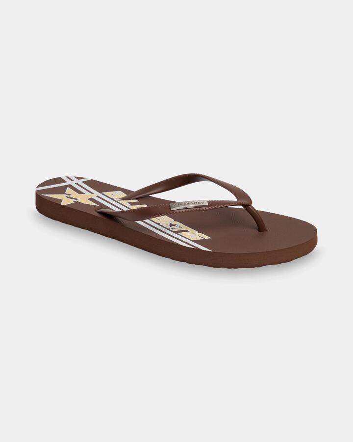 Image of Sandals. Product name - Surf Dive 'n Ski Womens Back Beach Printed Thongs Dark Chocolate in Dark Chocolate colour by brand - Surf Dive 'n Ski