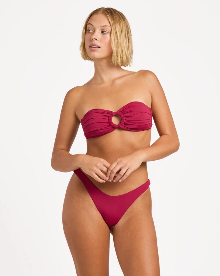 Image of Swimwear. Product name - Surf Dive 'n Ski Womens Beach Classics High Leg Cheeky Bikini Bottom Beet Red in Beet Red colour by brand - Surf Dive 'n Ski