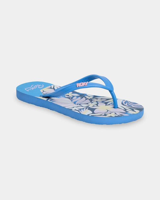 Image of Sandals. Product name - Roxy Girls 8-16 Viva Stamp Thongs Marina Floral in Marina Floral colour by brand - Roxy