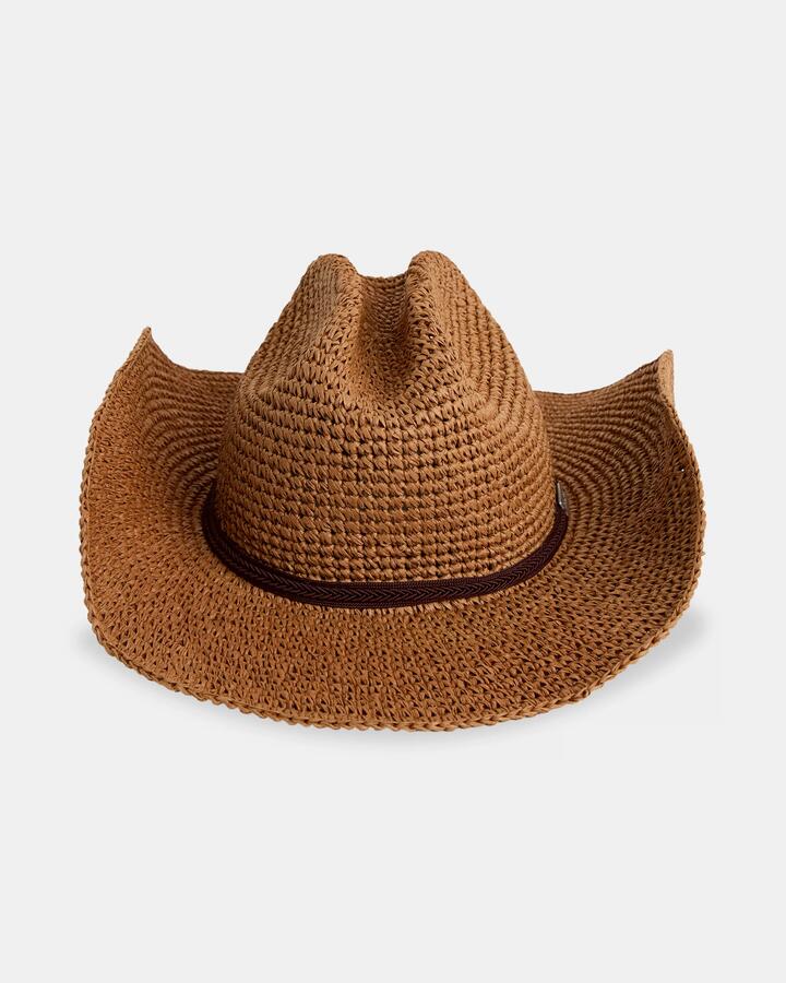 Image of Hats. Product name - Surf Dive 'n Ski Girls 8-16 Rider Straw Cowboy Hat Cinnamon in Cinnamon colour by brand - Surf Dive 'n Ski