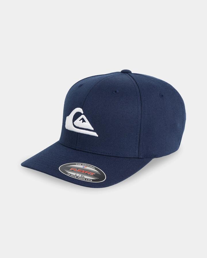 Image of a model wearing Outerwear. Product name - Surf Dive 'n Ski Mens Mountain And Wave Stretchfit Cap Navy Blazer in Navy Blazer colour by brand - Surf Dive 'n Ski