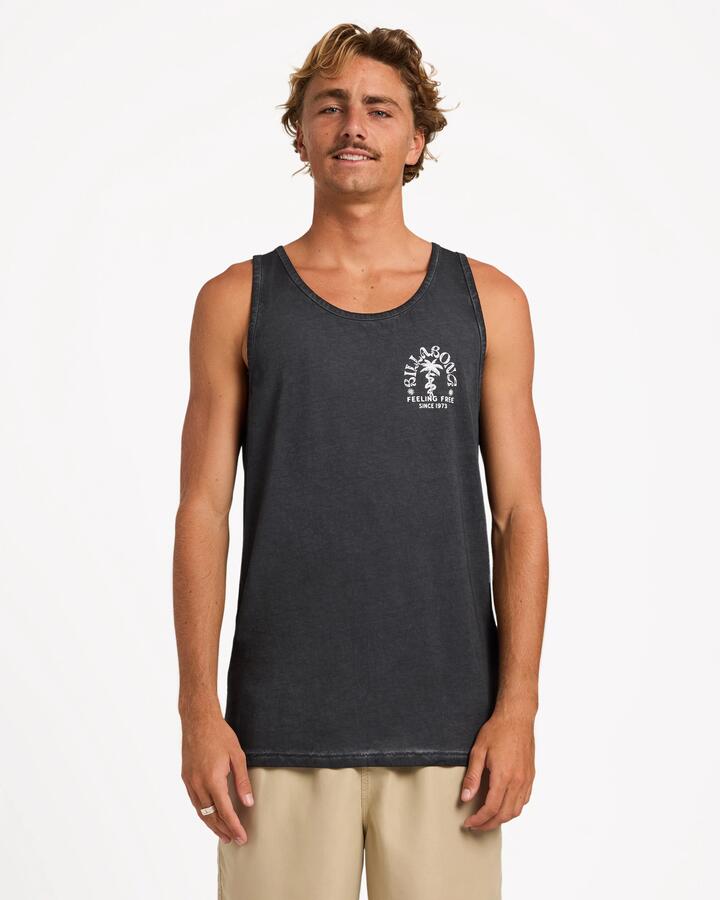 Image of a model wearing Tops. Product name - Surf Dive 'n Ski Mens Big Wave Shaz Tank Black in Black colour by brand - Surf Dive 'n Ski