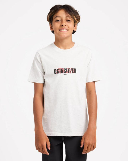 Image of T-Shirts. Product name - Surf Dive 'n Ski Boys 8-16 Kowhaiwhai Mangopare T-Shirt Snow Heather in Snow Heather colour by brand - Surf Dive 'n Ski