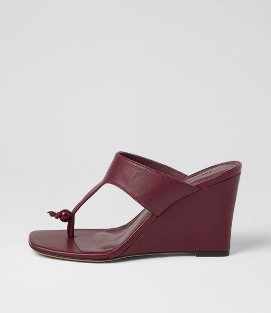 Image of Sandals. Product name - Adrew Burgundy Leather Sandals in Burgundy colour by brand - MOLLINI