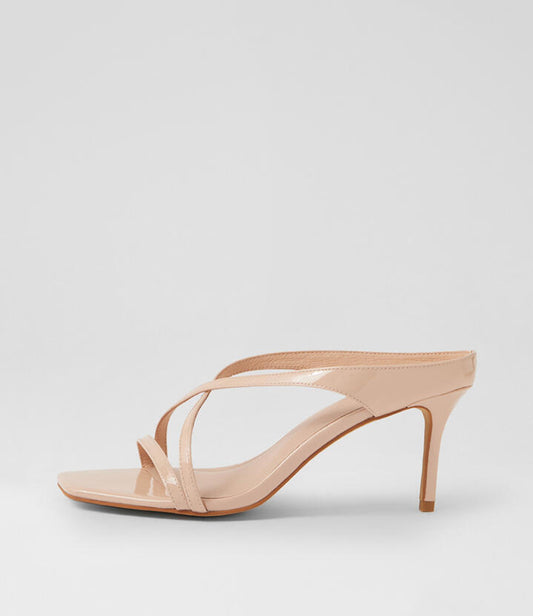 Image of Sandals. Product name - Passione Nude Patent Leather Sandals in Nude colour by brand - MOLLINI