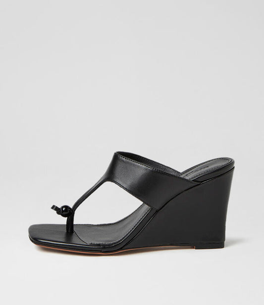 Image of Sandals. Product name - Adrew Black Leather Sandals in Black colour by brand - MOLLINI
