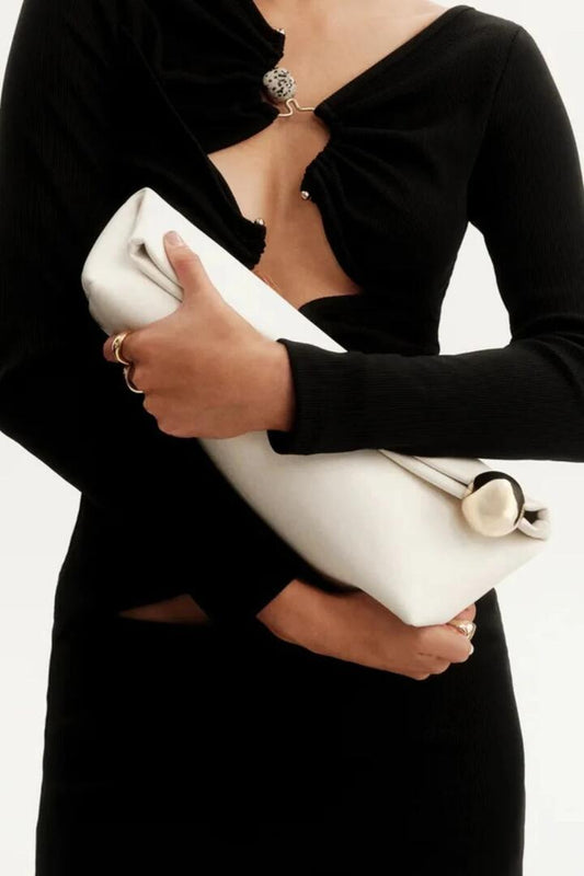 Image of Bags. Product name - Danielle White Gold Hardware Clutch in White colour by brand - Billini