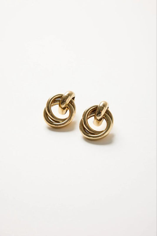 Image of Jewelry. Product name - Double Thick Circle EOL Gold Stud Earrings in Gold colour by brand - Humble + Heart
