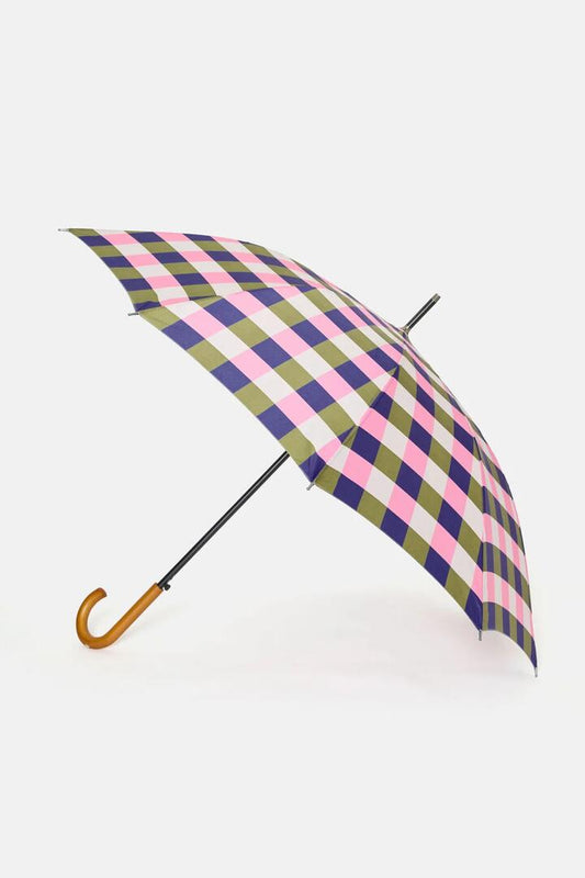 Image of Rain Umbrellas. Product name - Sanctuary Gingham Umbrella in Print colour by brand - Gorman