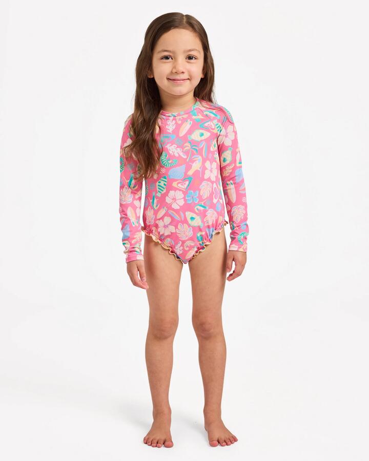 Image of Wetsuits. Product name - Surf Dive 'n Ski Girls 2-7 Ocean Lover Rashguard Pink Carnation in Pink Carnation colour by brand - Surf Dive 'n Ski