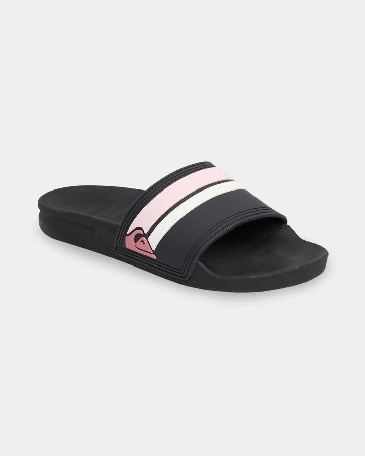 Image of Slippers. Product name - Quiksilver Womens Sunset Slides Black/Pink in Black/Pink colour by brand - Quiksilver