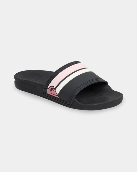 Image of Slippers. Product name - Quiksilver Womens Sunset Slides Black/Pink in Black/Pink colour by brand - Quiksilver