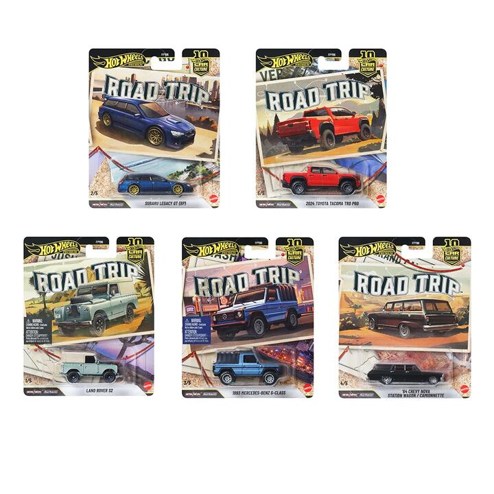 Image of Toy Cars. Product name - Bundle: Hot Wheels Premium Car Culture Road Trip 5 Cars in colour by brand - Hot Wheels