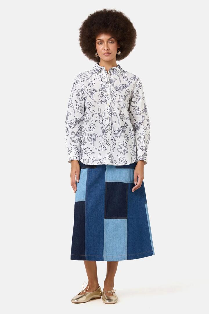 Image of Shirts. Product name - Petal Patch Embroidered Shirt in White colour by brand - Gorman