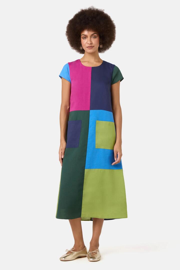 Image of Dresses. Product name - Patch Midi Dress in Multi colour by brand - Gorman