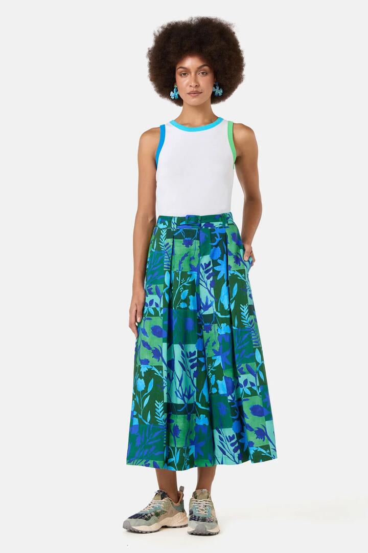 Image of a model wearing Skirts. Product name - Petal Patch Skort in Print colour by brand - Gorman